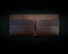 Load image into Gallery viewer, 3 stich leather wallet folded open 