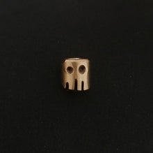 Load image into Gallery viewer, Dystopian robo-skully bead (brass - hand made by PVB knives)