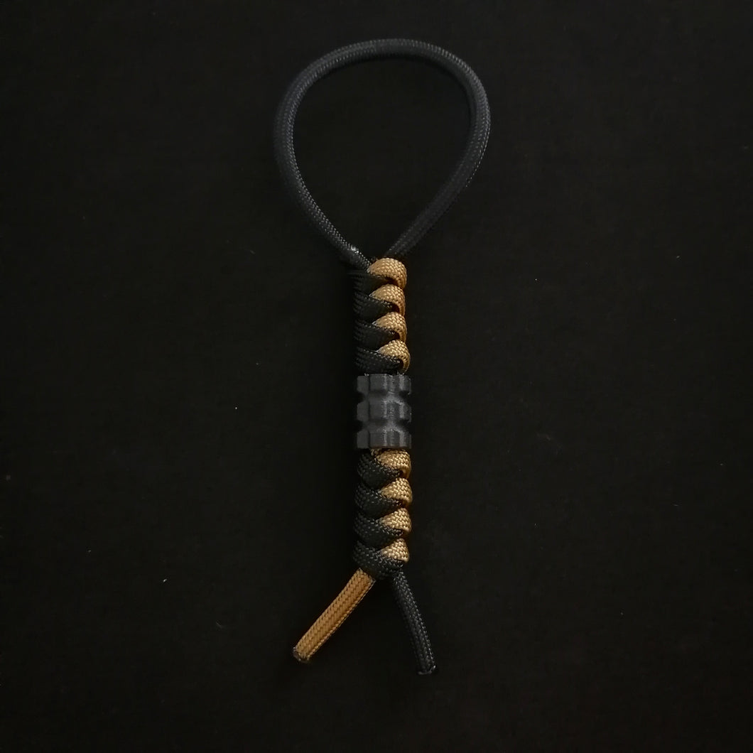 JT's lanyards - Tan and black with carbon filament printed tribal bead