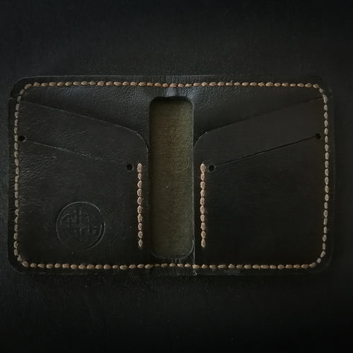 Celtic Leather classic EDC wallet (black leather with olive canvas liner)