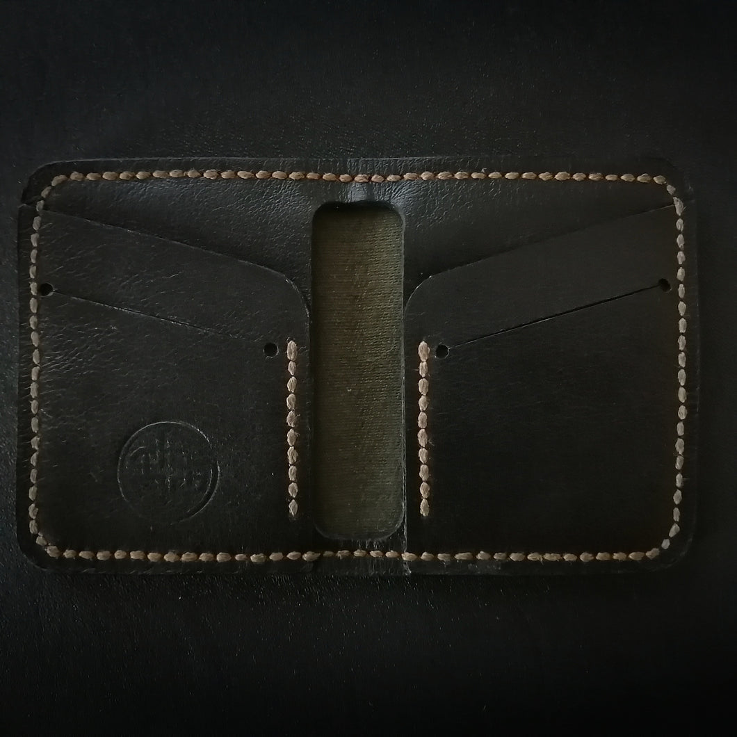 Celtic Leather classic EDC wallet (black leather with olive canvas liner)