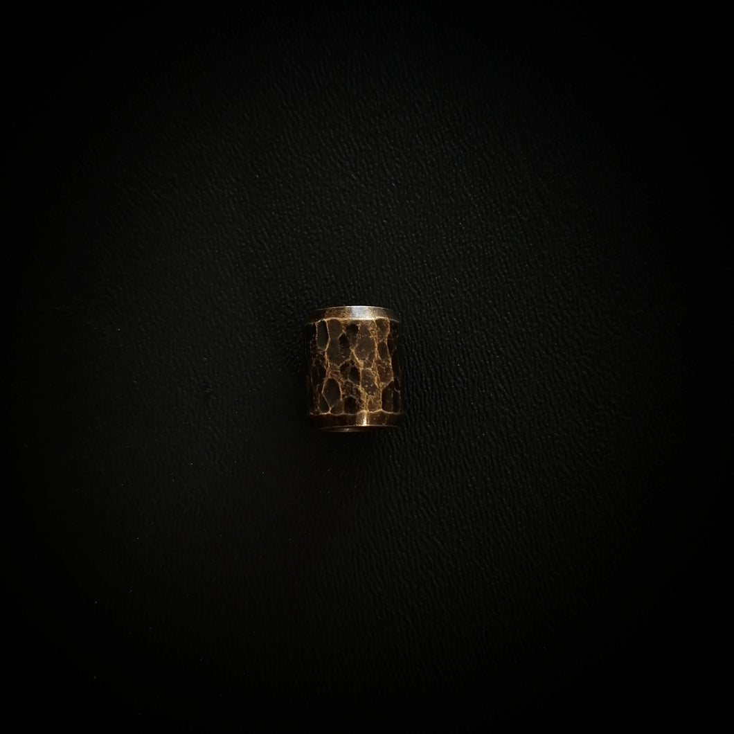 Textured brass lanyard bead (darkened - hand made by PVB knives)