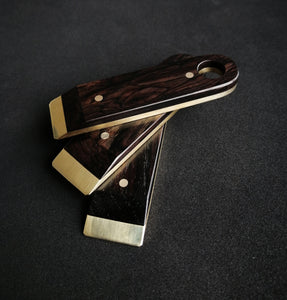 PVB knives "the CEO" brass & African blackwood pry bar