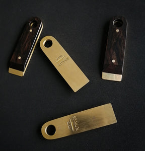 PVB knives "the CEO" brass & African blackwood pry bar