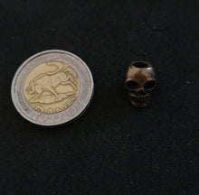 Load image into Gallery viewer, Small skull pewter bead (brass finish)