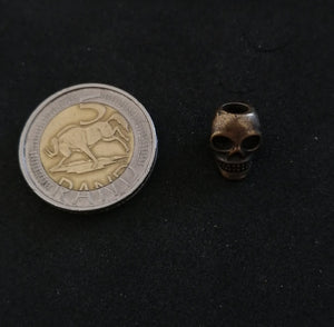 Small skull pewter bead (brass finish)