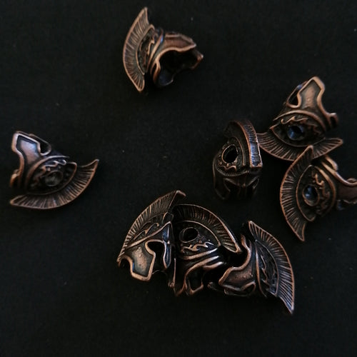 Spartan helmet pewter bead(darkened copper finish)