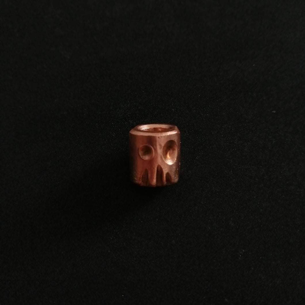 Dystopian robo-skully bead (copper - hand made by PVB knives)